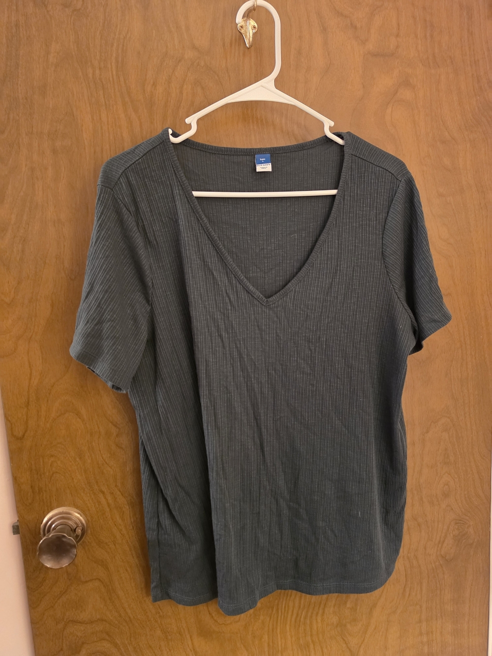 Old Navy Ribbed V-Neck Short Sleeve Tee - Green-size LARGE